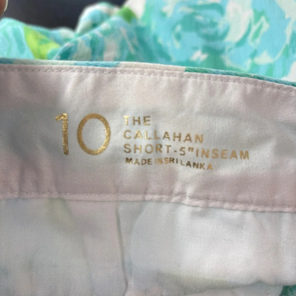 Lilly Pulitzer Womens Callahan Short 10 Blue Green Floral Rose Print 5" Inseam - Picture 5 of 12